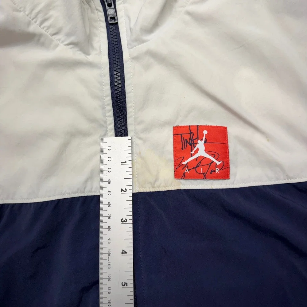 Nike BQ0295-100 Mens Size Large Air Jordan Tinker Legacy Navy Windbreaker Jacket